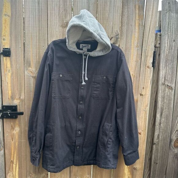 Duluth Trading Co Men's Quilted Hooded Jacket Gray Plaid Size L - Picture 1 of 5